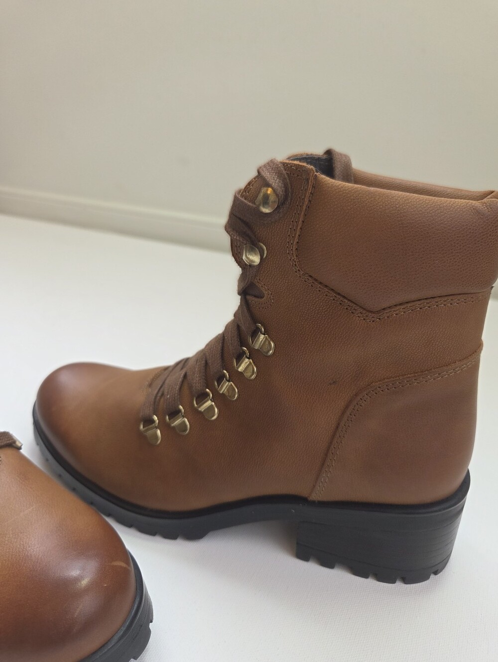 Steve Madden CALWAY Leather Lug Sole Hiker Combat Boots Brown Womens 11 - Picture 7 of 16